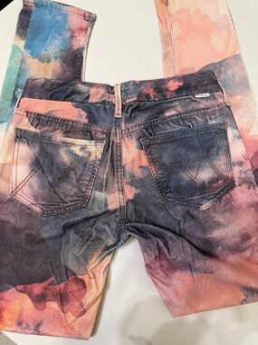MOTHER Corduroy Multicolor Jeans - Stylish Slim Fit The Looker Watercolor